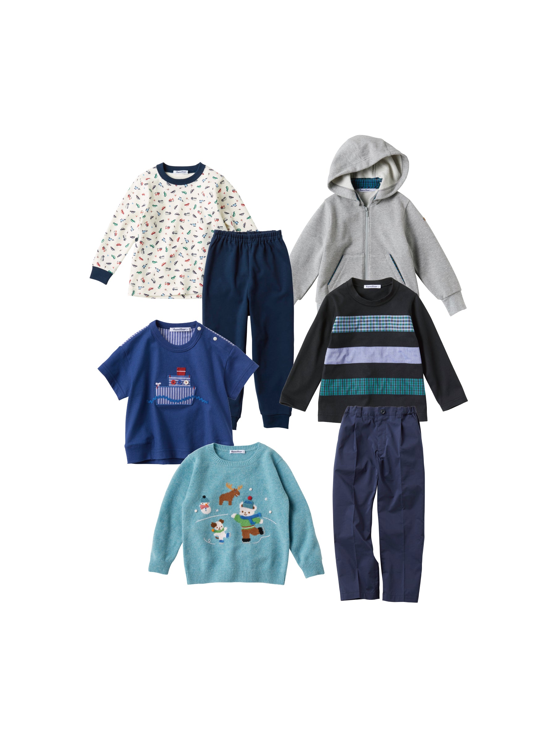 【SALE】ふねのデザインTシャツとスタンダートアイテムとオールマイティに使える長ズボンのセット(100cm)【6点】