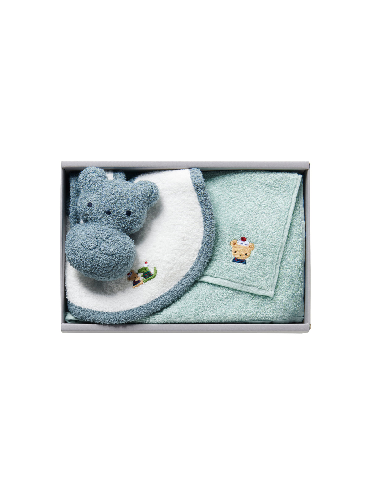 Set of bib, mascot and towel handkerchief