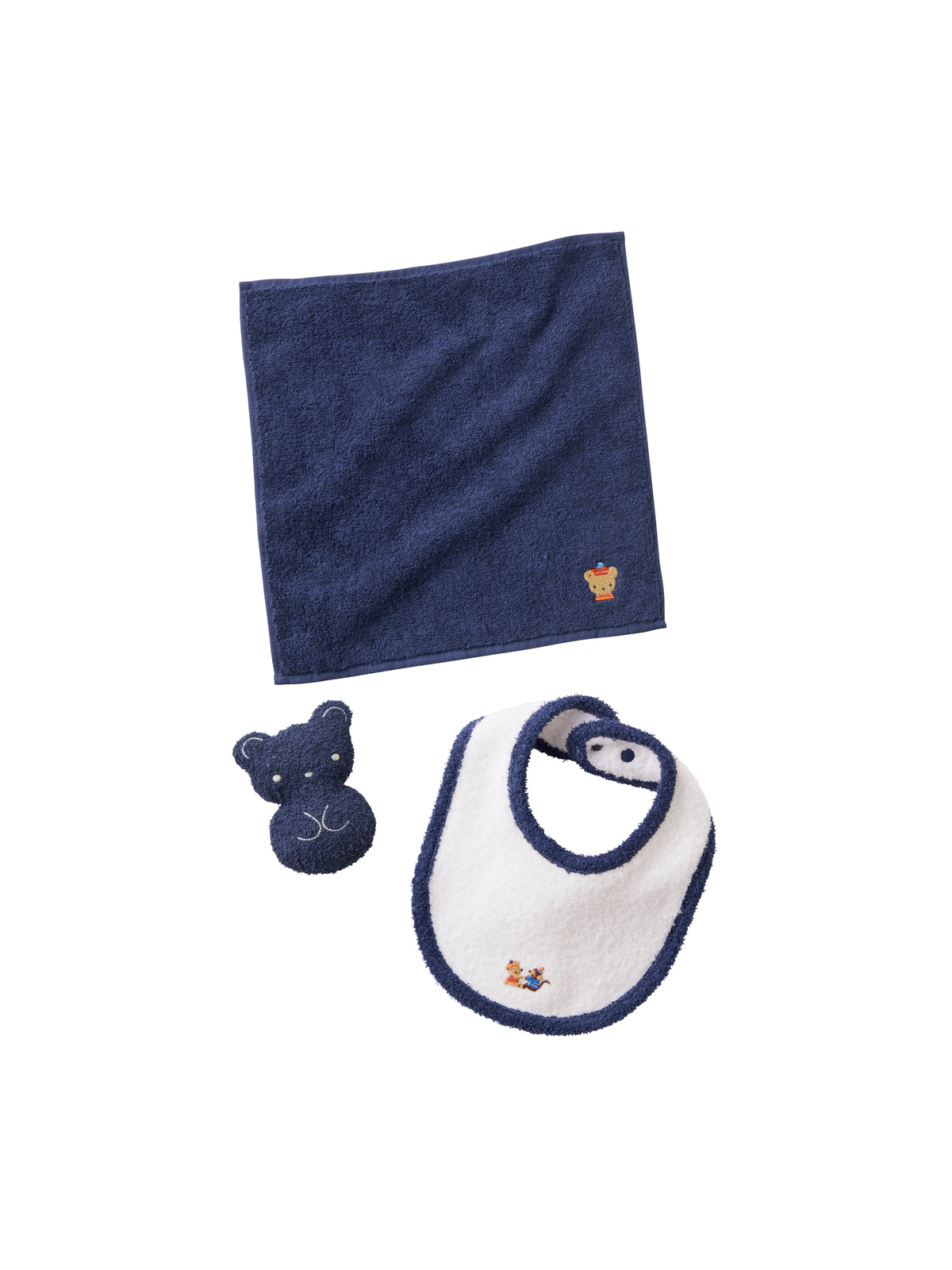 Set of bib, mascot and towel handkerchief