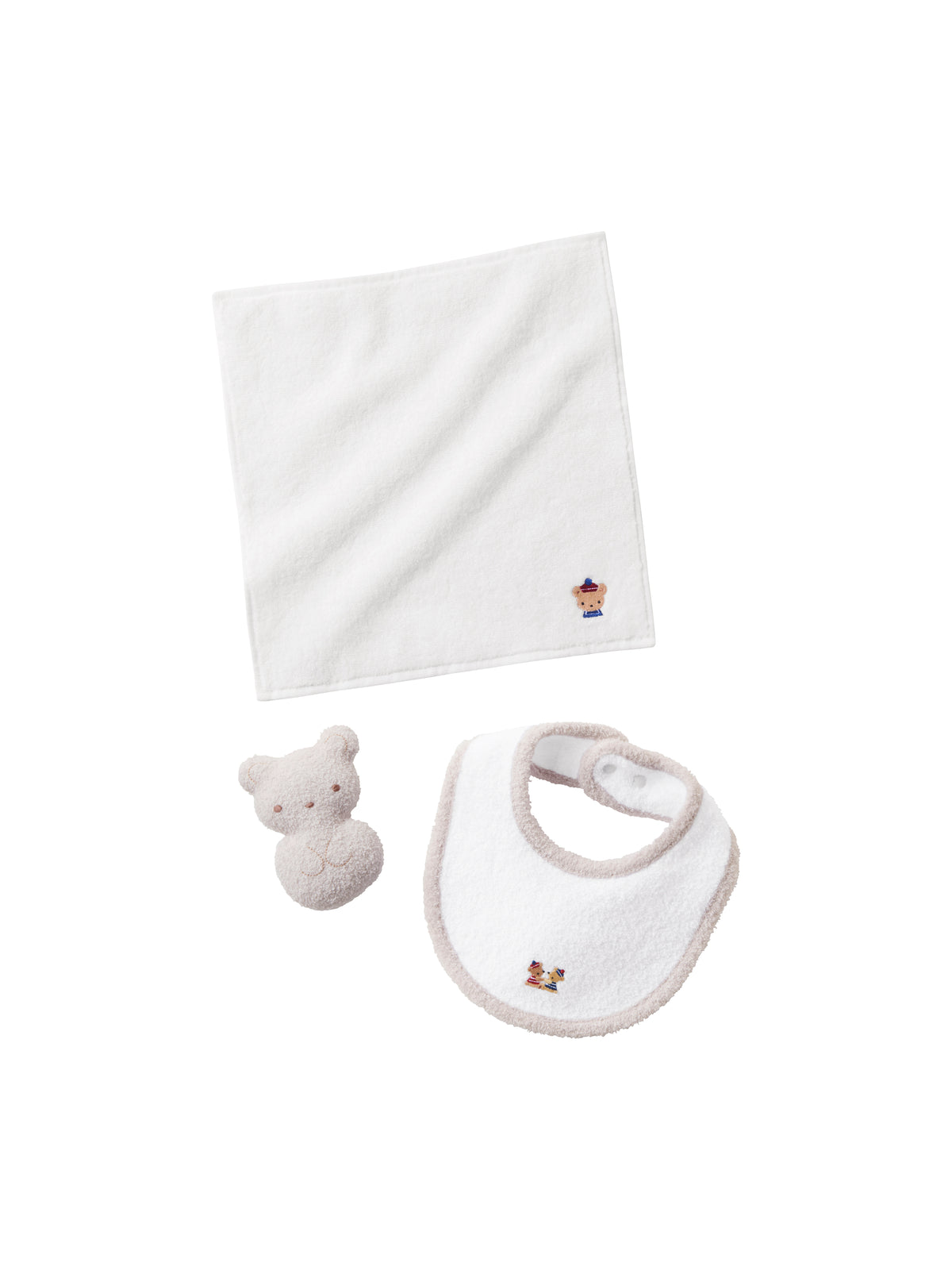 Set of bib, mascot and towel handkerchief