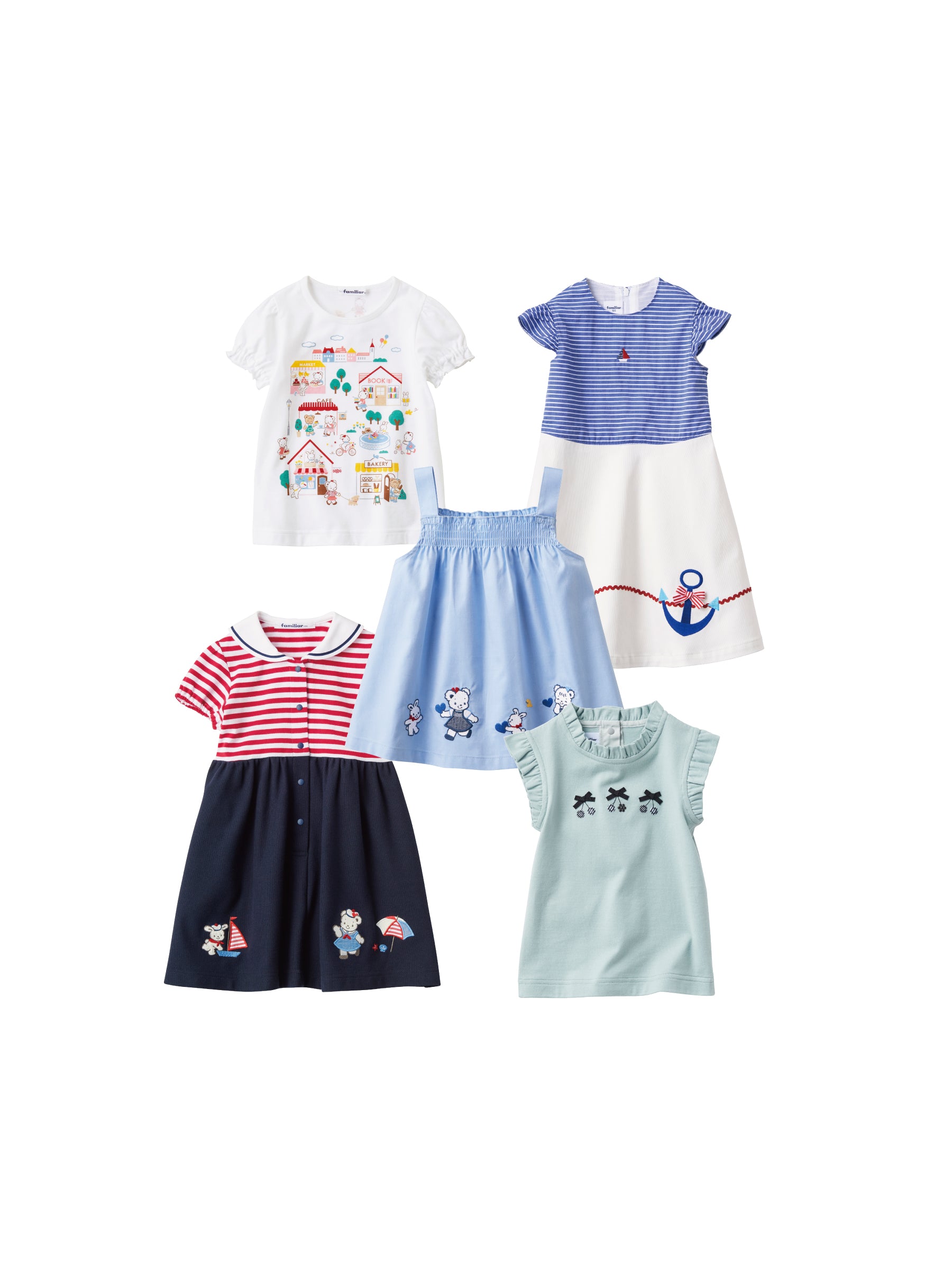 【SALE】夏のおでかけにも使えるTシャツ・チュニック・ワンピースセット（100cm・110cm）【5点】