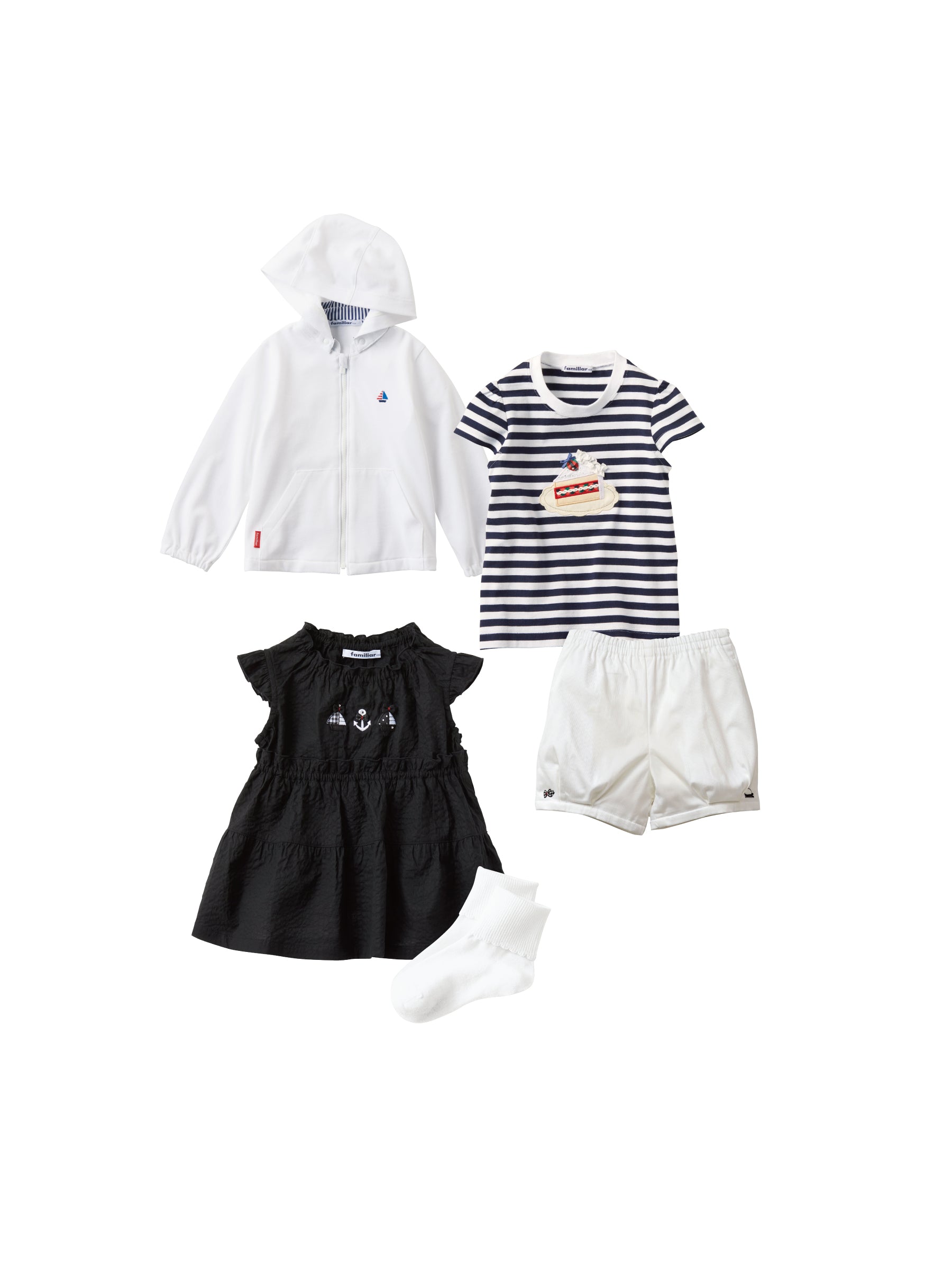 【SALE】涼しげな素材を使用した黒のチュニックとTシャツともチュニックとも合わせやすく1枚は持っていたいショートパンツのセット(120cm)【5点】