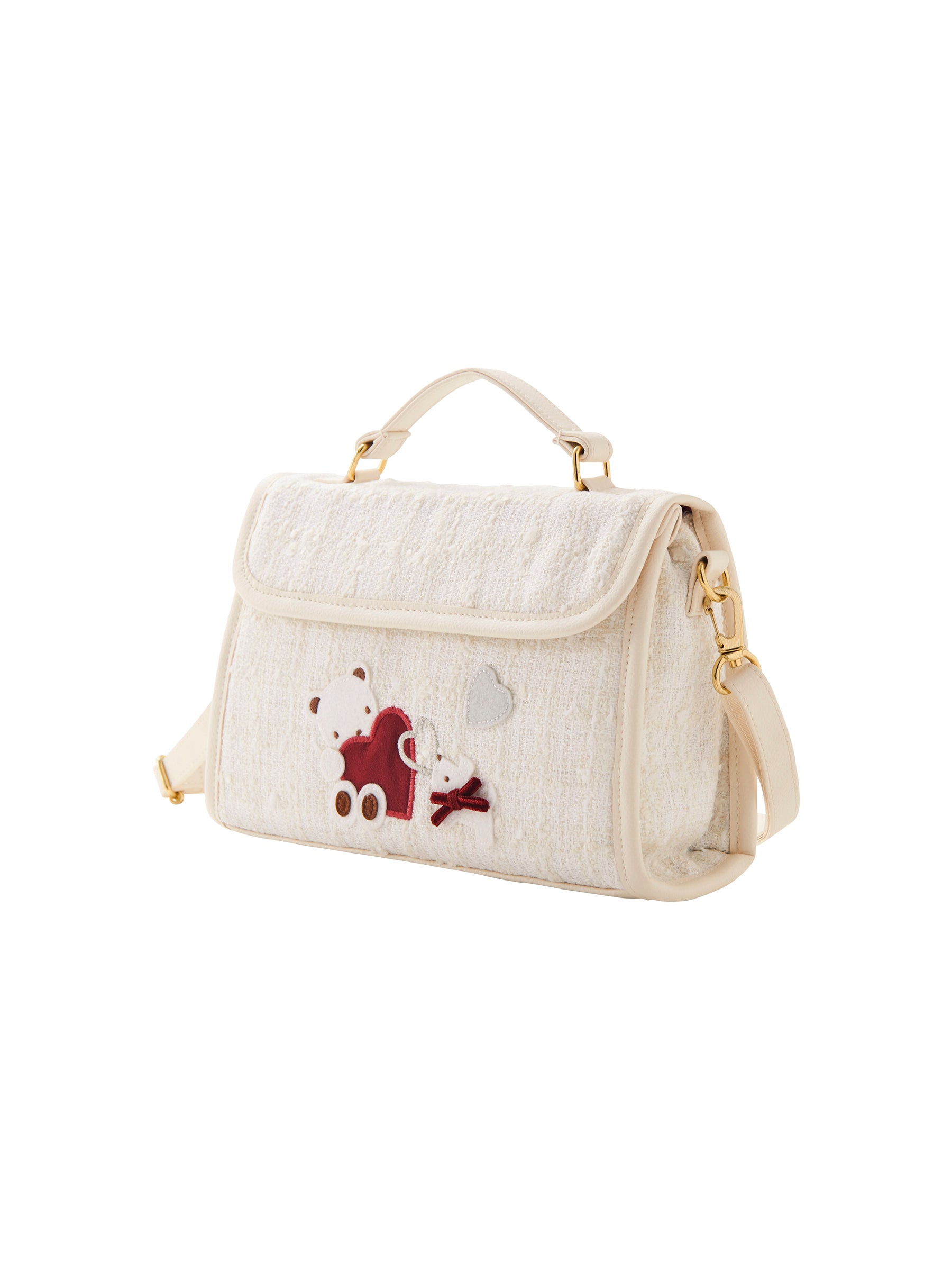 ファミリア クリーム色 子供とクマ刺繍 ハンドバッグ ショルダーバッグ｜ファミリア公式オンラインショップ | ファミリア