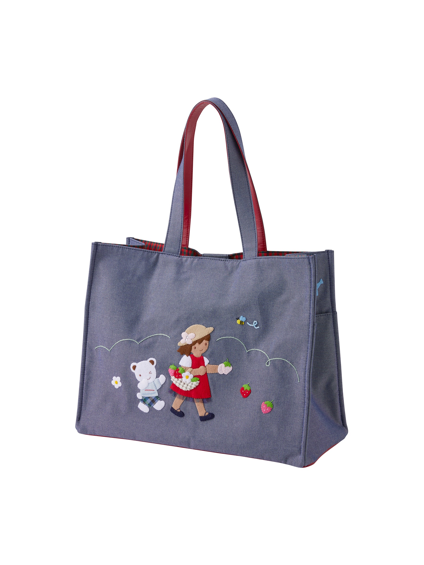 【子ども企画会議】デニムバッグ〈クマちゃんのいちごどろぼう〉