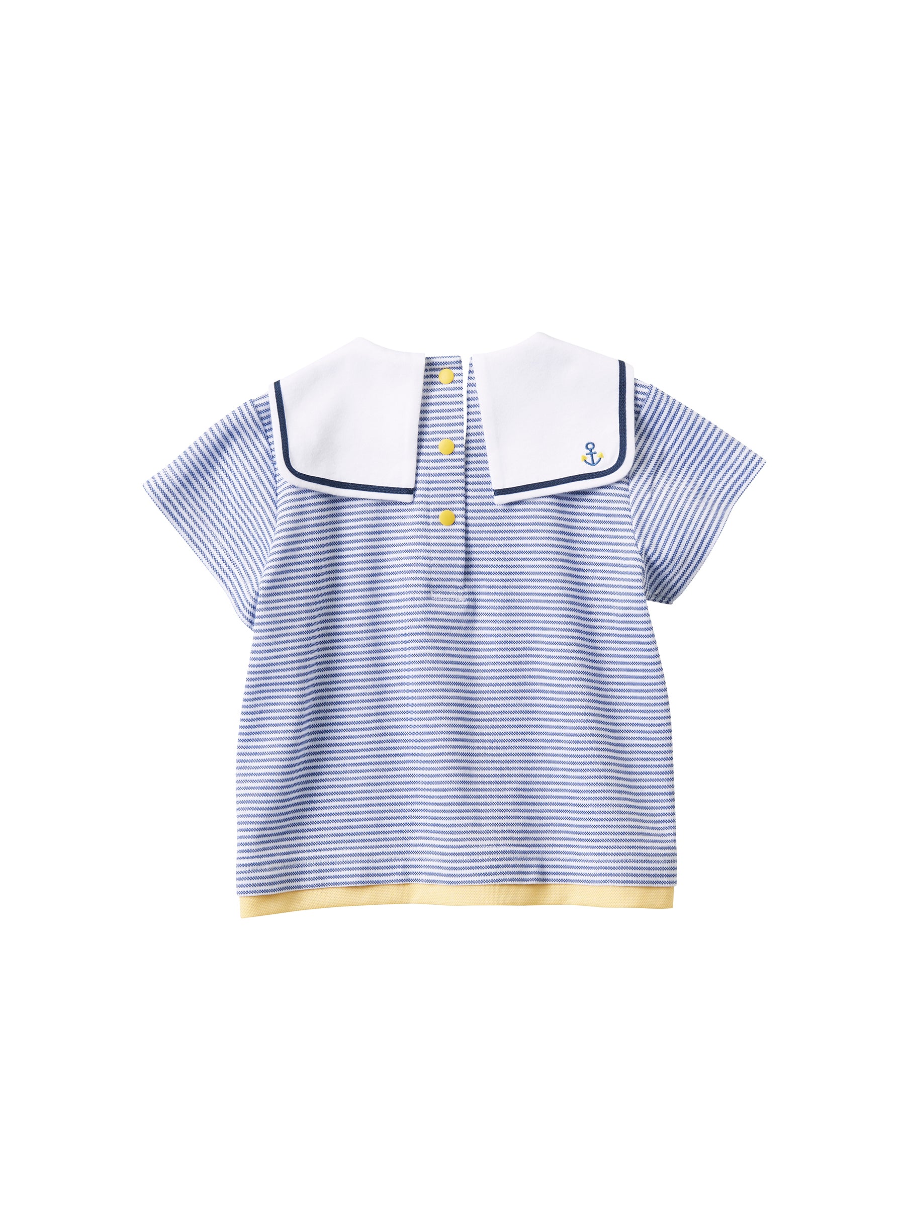 新品　ファミリア ユニセックス　新作　セーラー　Tシャツ チェック 紺90